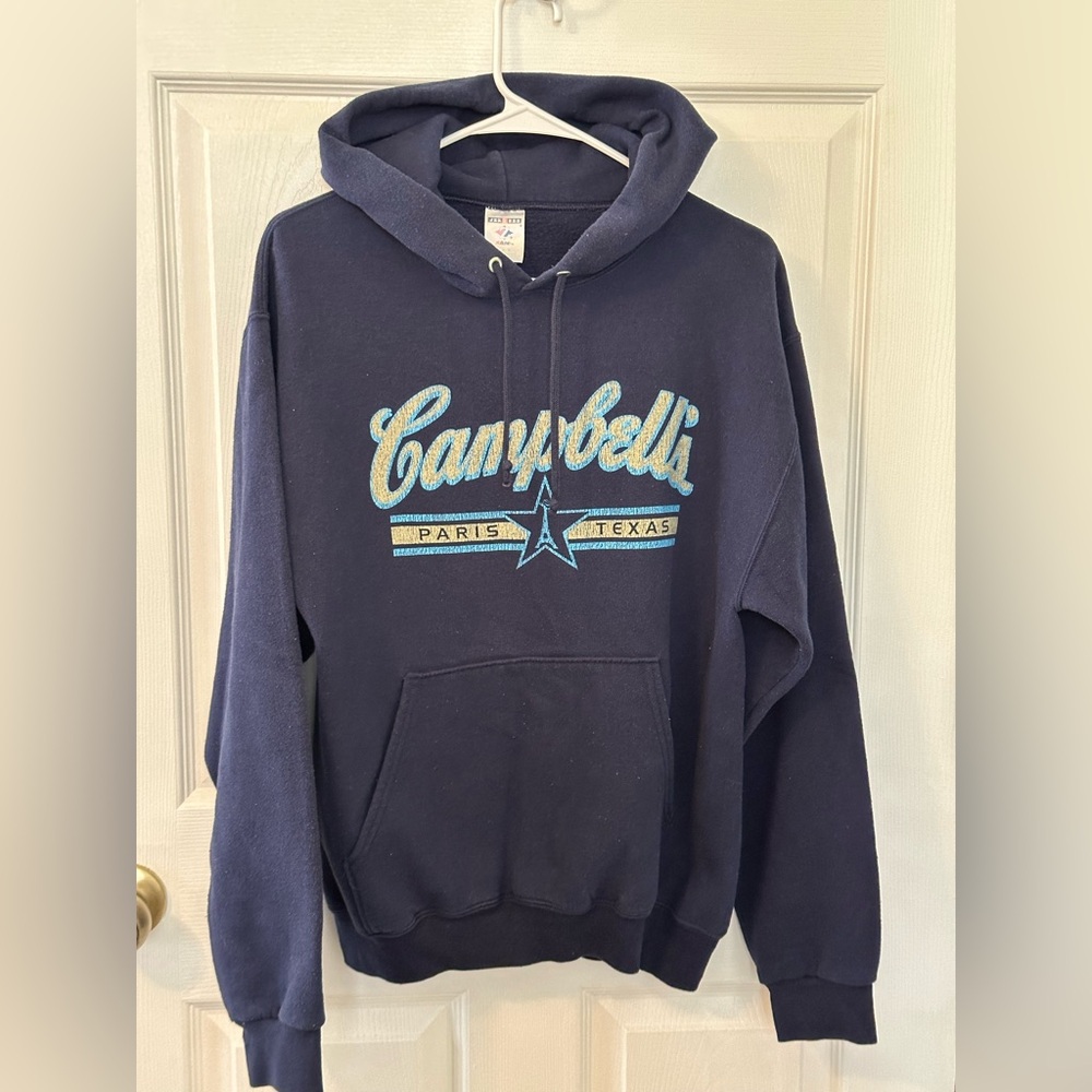Jerzees Navy 'Campbell'  Paris Texas Hooded Sweatshirt with Blue Graphic